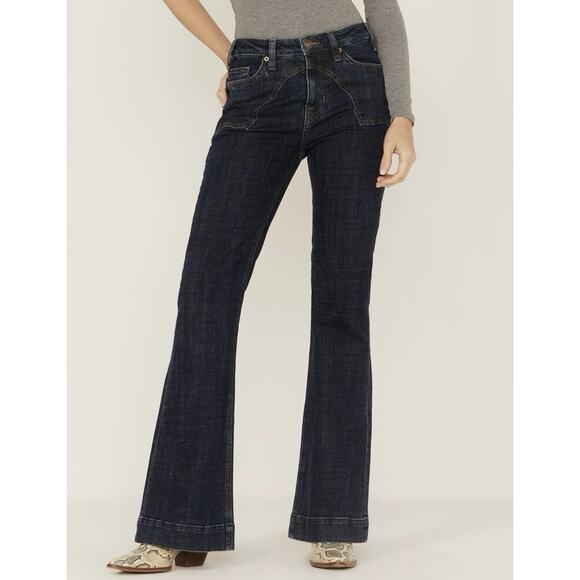 NWOT Rock & Roll Denim Womens Yoke Front Flare Jeans Size 27 Length 34 - Picture 1 of 7